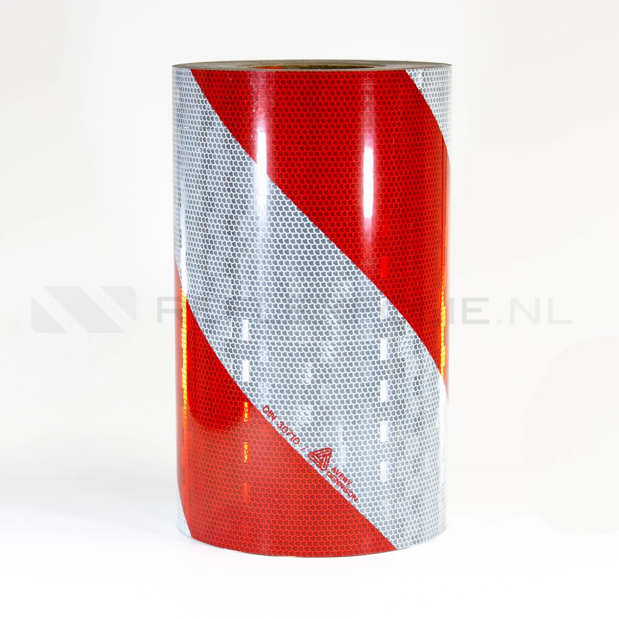 Industriemarkering rood/wit linkswijzend 282 mm x 50.3 meter - Reflexfolie