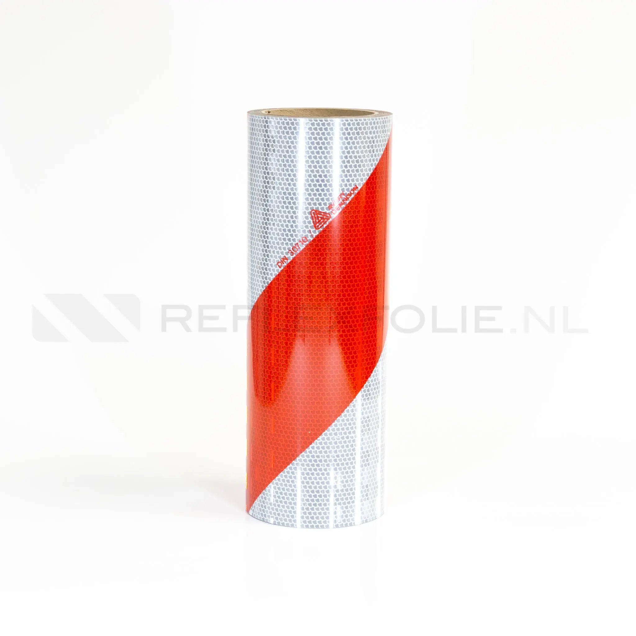 Industriemarkering rood/wit rechtswijzend 282 mm x 9 meter - Reflexfolie