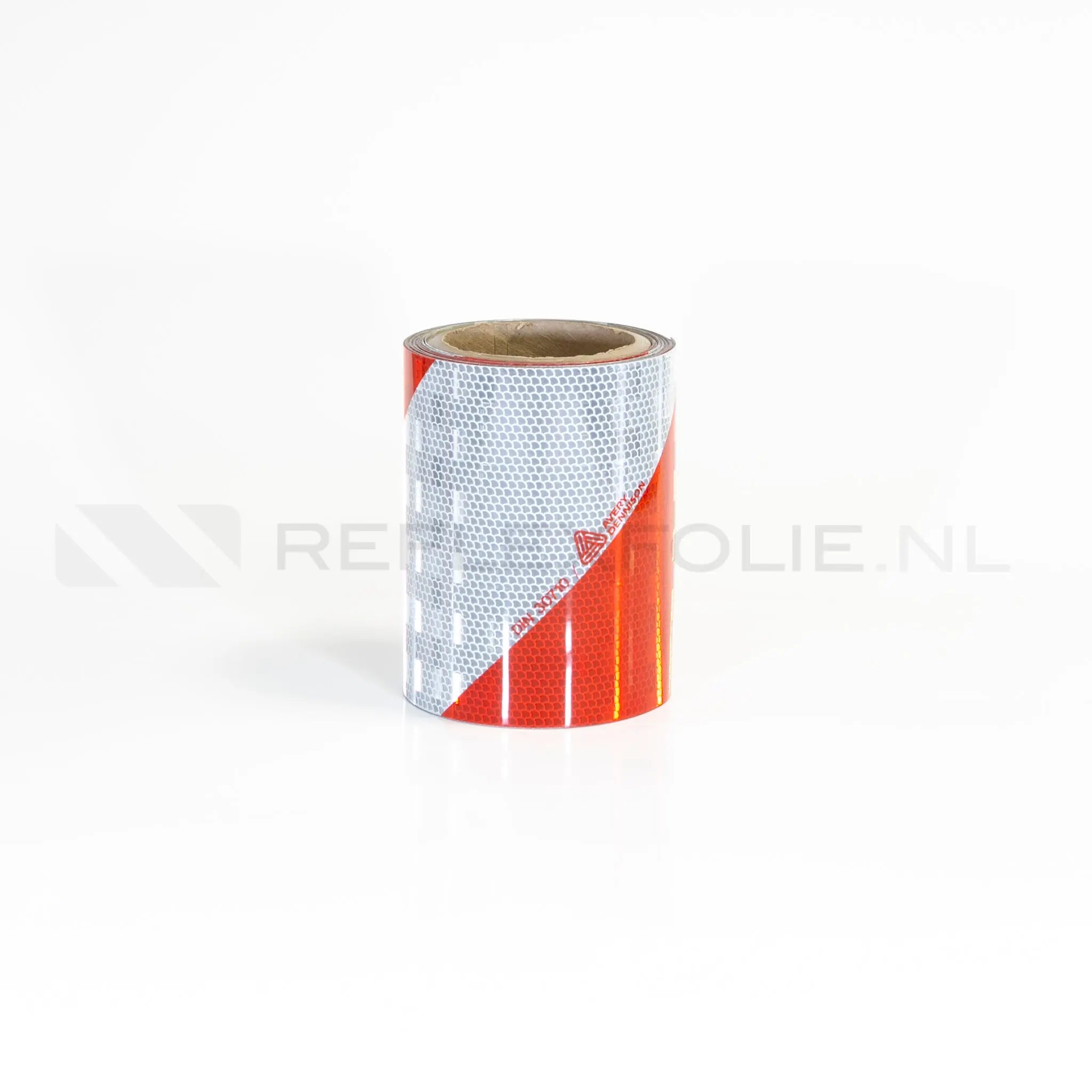 Industriemarkering rood/wit rechtswijzend 141 mm x 9 meter - Reflexfolie